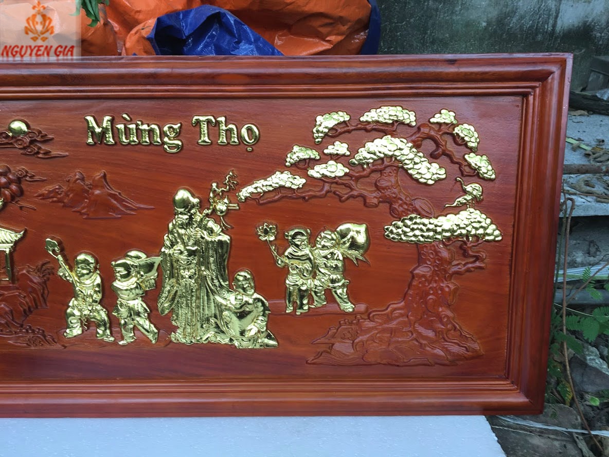 Tranh mừng thọ cụ Ông bằng gỗ Hương