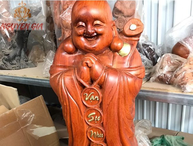 Tượng Di Lặc Chúc Phúc Vạn Sự Như Ý cao 89 Gỗ Hương