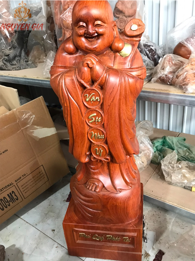Tượng Di Lặc Chúc Phúc Vạn Sự Như Ý cao 89 Gỗ Hương