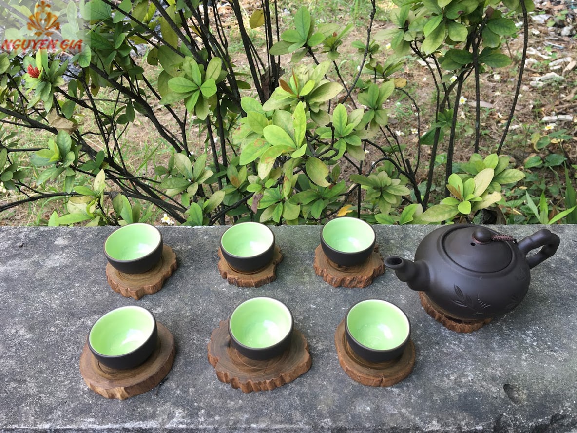 Đế lót ly gỗ thơm tự nhiên (gỗ Bách Xanh) một chiếc