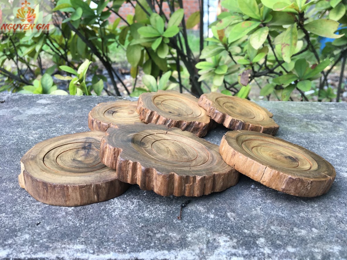 Đế lót ly gỗ thơm tự nhiên (gỗ Bách Xanh) một chiếc