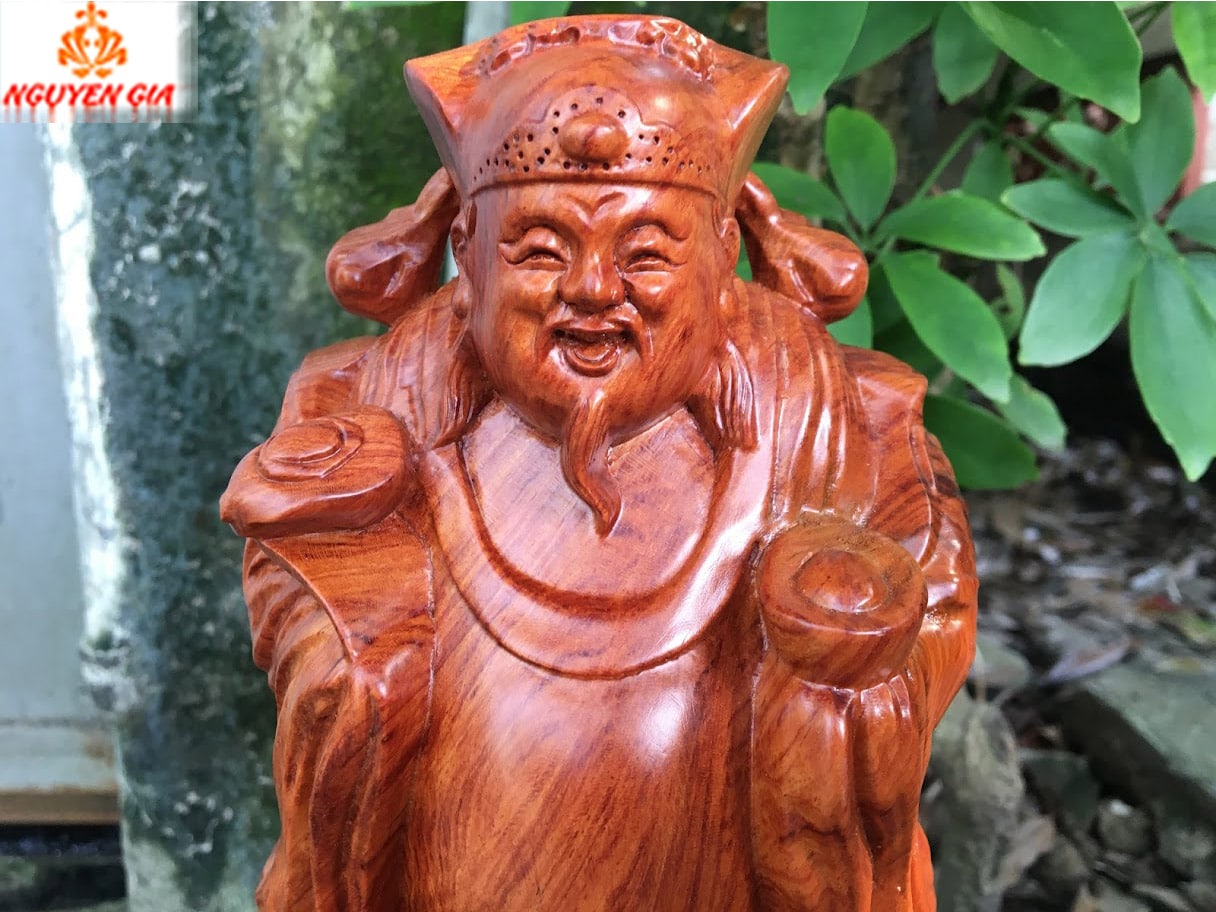 Tượng thần tài gỗ Hương cao 29 cm