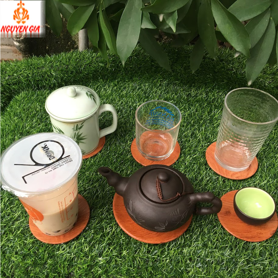 Đĩa gỗ Hương tròn lót ly, lót cốc trà, café làm đồ trang trí coasters