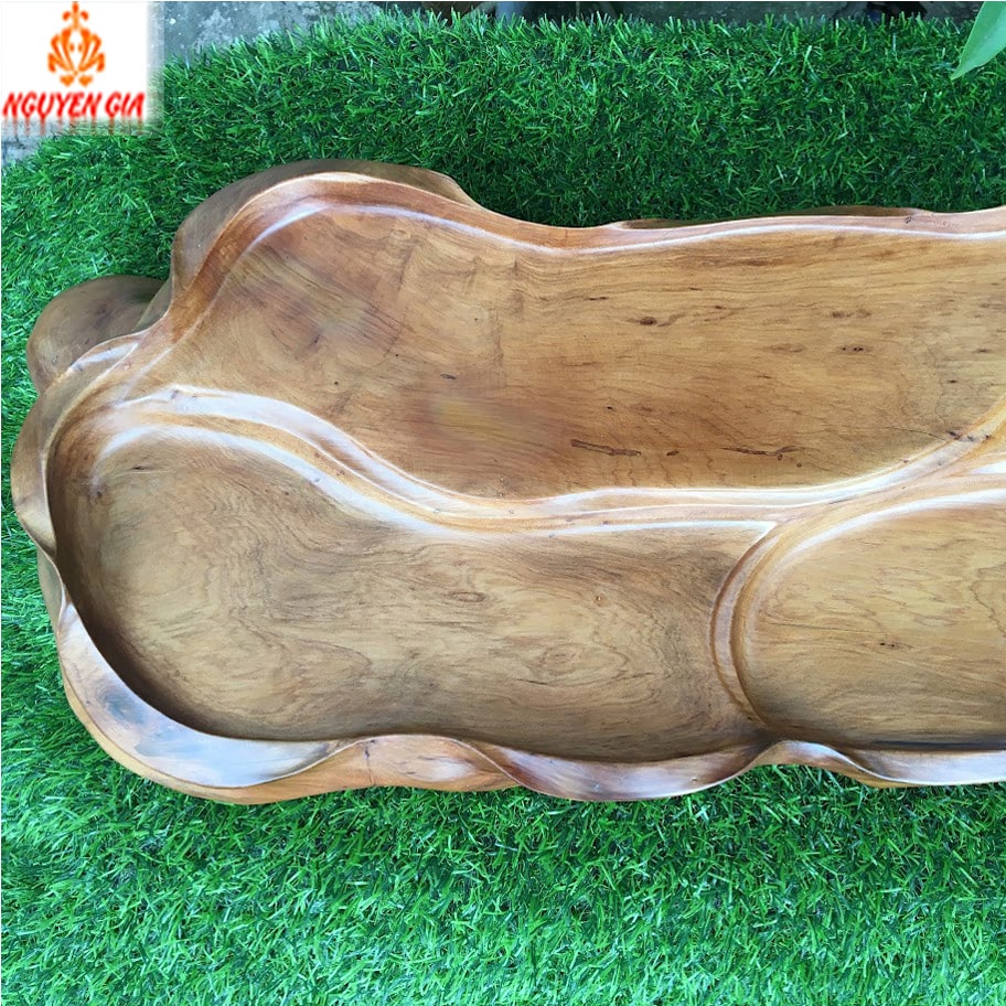 Khay trà gỗ Bách Xanh mẫu Lá Sen KT57x24 (không bao gồm phụ kiện và ấm chén)