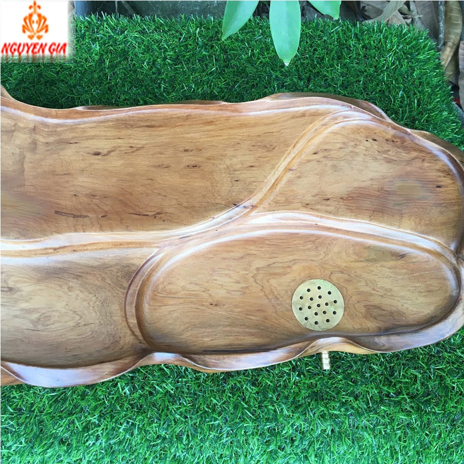 Khay trà gỗ Bách Xanh mẫu Lá Sen KT57x24 (không bao gồm phụ kiện và ấm chén)