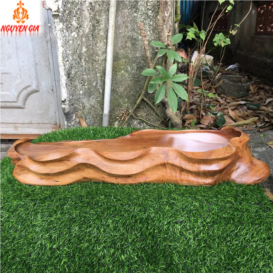 Khay trà gỗ Bách Xanh mẫu Lá Sen KT57x24 (không bao gồm phụ kiện và ấm chén)