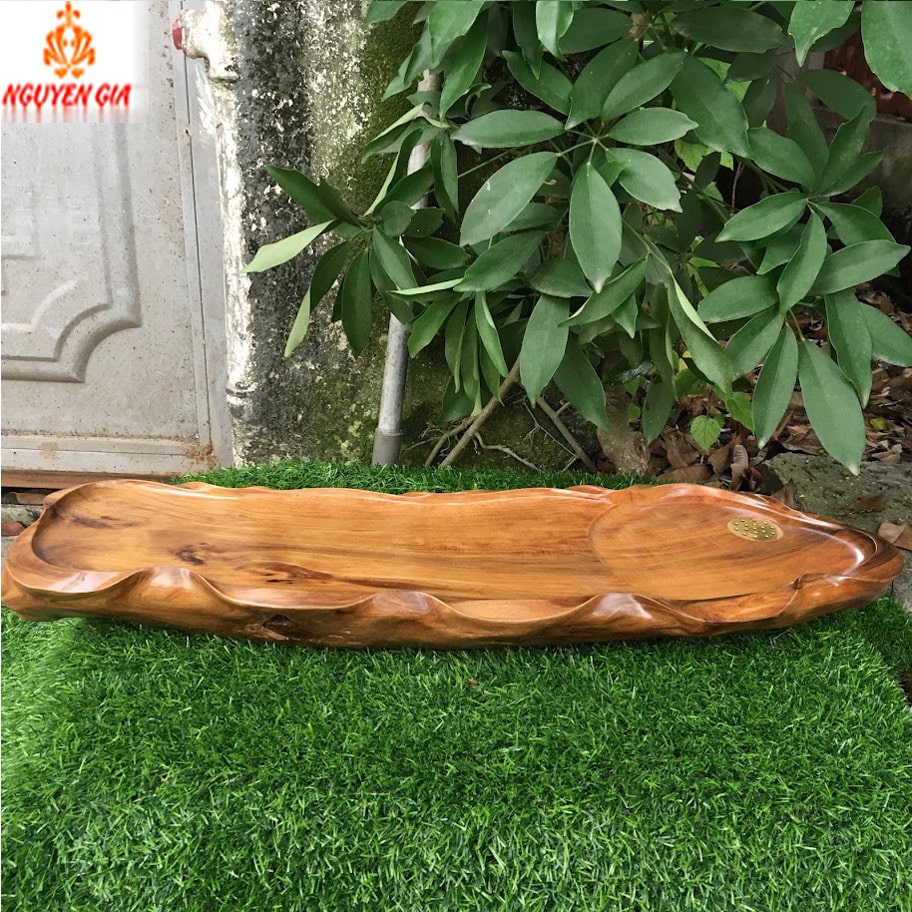 Khay trà gỗ Bách Xanh mẫu lá sen KT63x19 (không bao gồm phụ kiện và ấm chén)