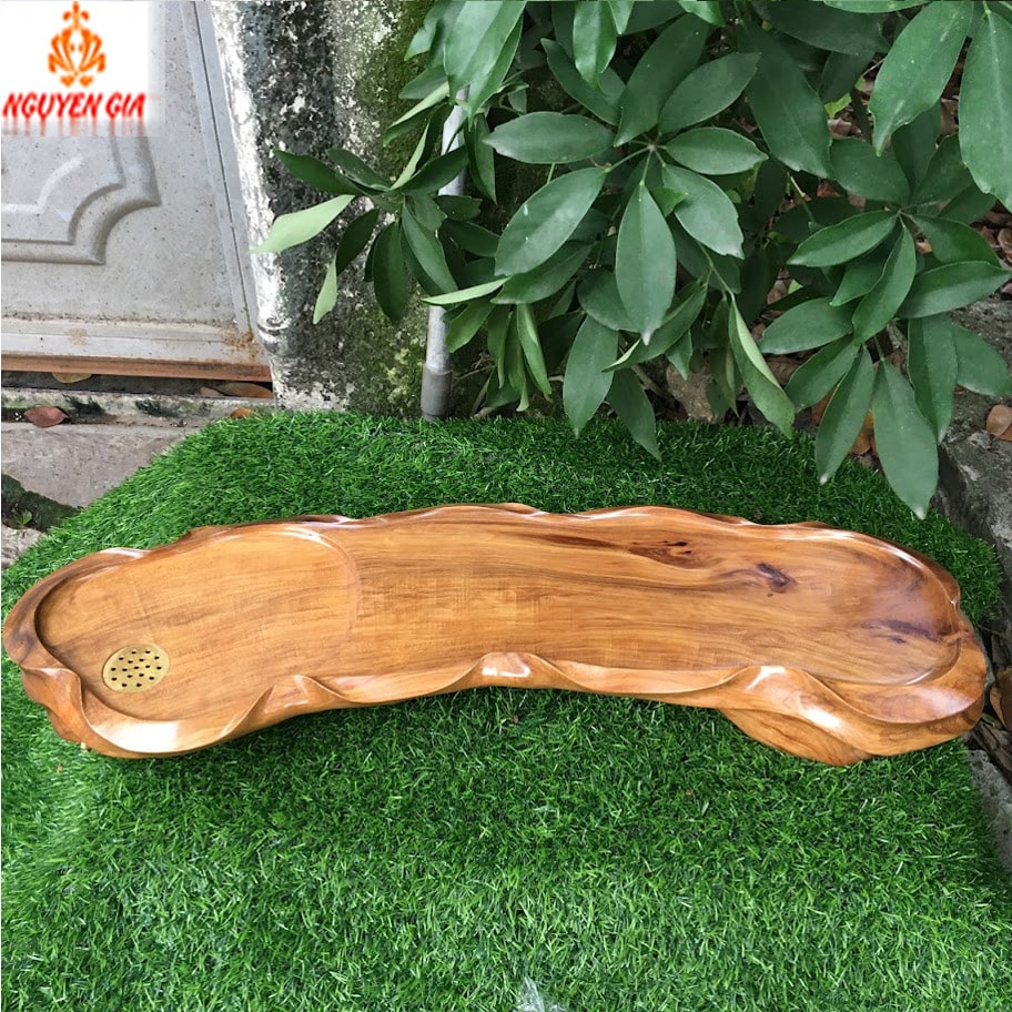 Khay trà gỗ Bách Xanh mẫu lá sen KT63x19 (không bao gồm phụ kiện và ấm chén)