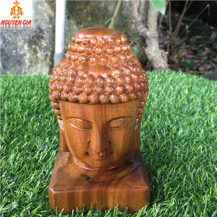 Diện Phật Gỗ Bách Xanh 15 × 8,5 × 8,5 cm