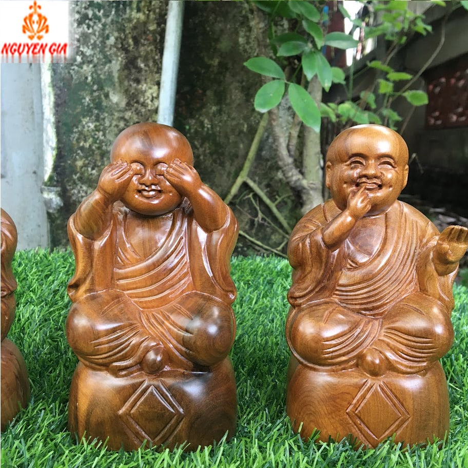 Bộ Tượng Tam Kh&ocirc;ng Bằng Gỗ &ndash; Kh&ocirc;ng Nh&igrave;n, Kh&ocirc;ng Nghe, Kh&ocirc;ng N&oacute;i