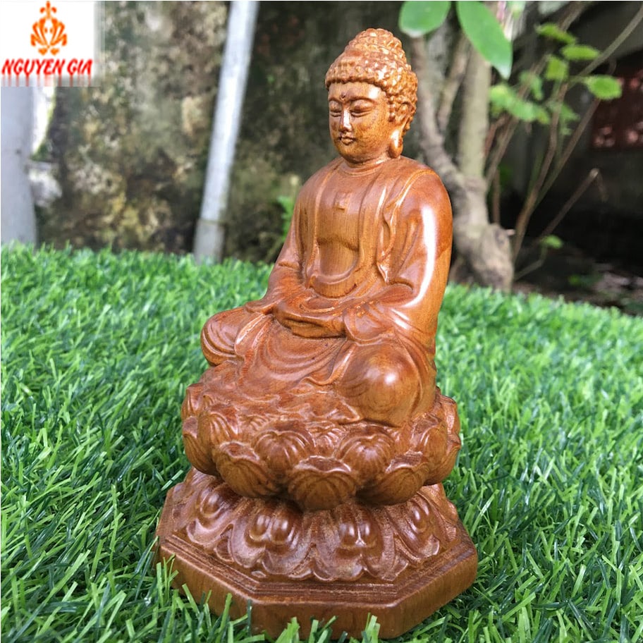 Tượng Đức Bổn Sư Thích Ca Mâu Ni Gỗ Bách Xanh 12 cm