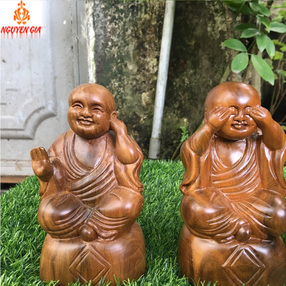 Bộ Tượng Tam Kh&ocirc;ng Bằng Gỗ &ndash; Kh&ocirc;ng Nh&igrave;n, Kh&ocirc;ng Nghe, Kh&ocirc;ng N&oacute;i