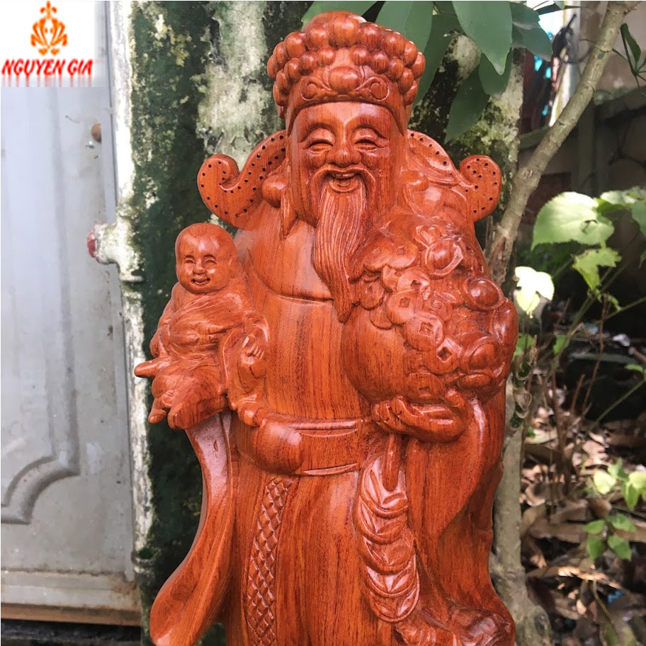 Tượng thần tài nhất phúc gỗ Hương cao 50 cm