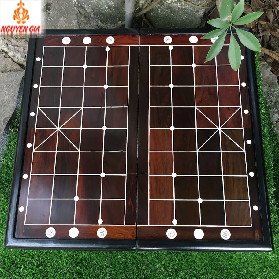Combo Bộ bàn cờ gỗ Trắc quân 2 mặt gỗ Hương đường kính 4,0 cm