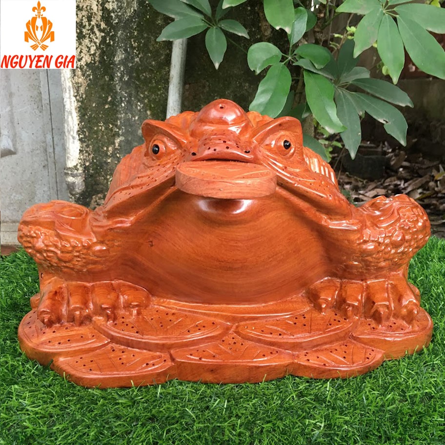 Cóc Ngậm Tiền Gỗ Hương 35 × 21 × 20 cm – Tượng Thiềm Thừ