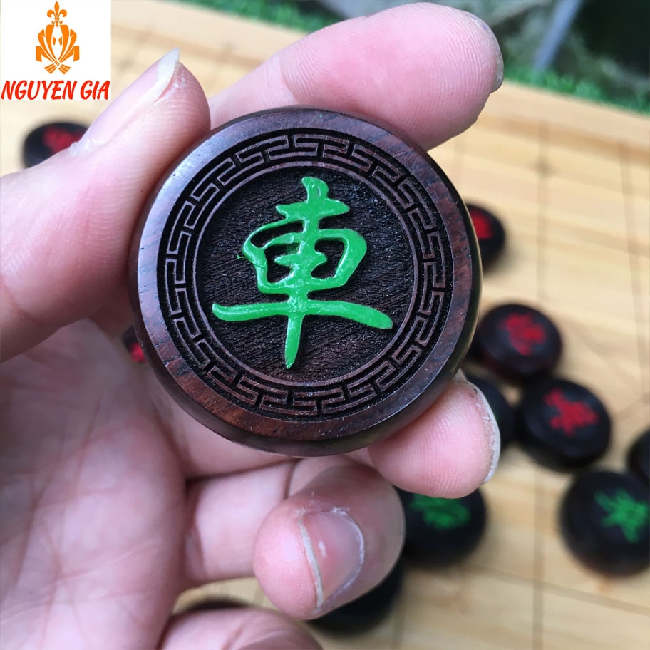 Quân Cờ Tướng Gỗ Hương 4cm – Bộ 32 Quân Chạm Nổi 2 Mặt