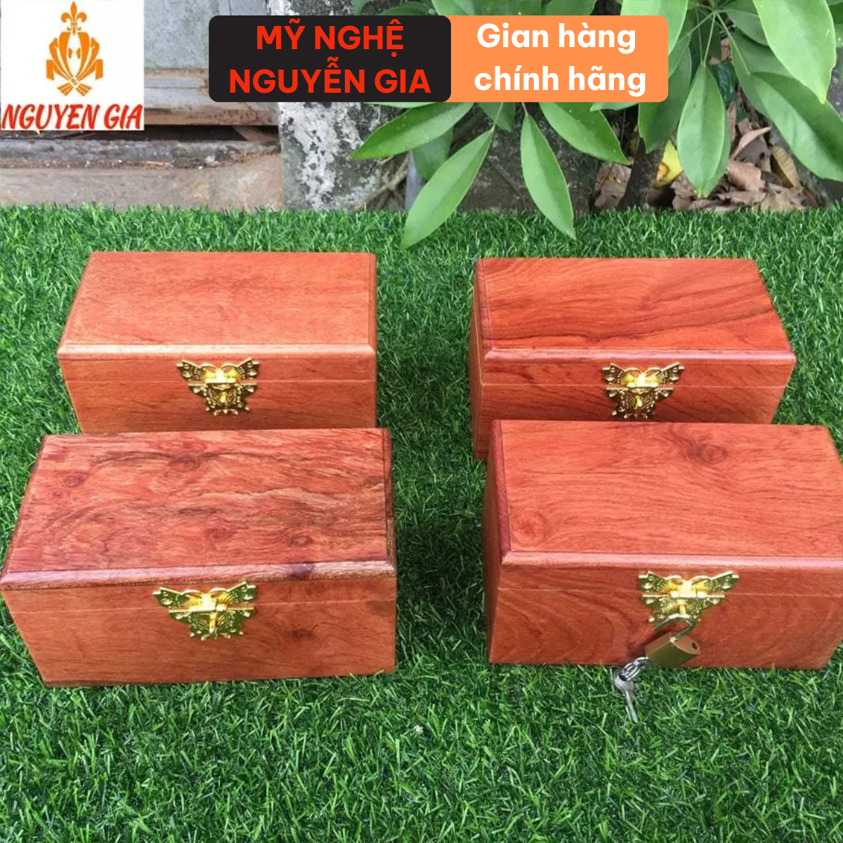 Hộp Gỗ Đựng Tiền Mini Có Khóa Chìa – Gỗ Hương Chứa 300 Tờ