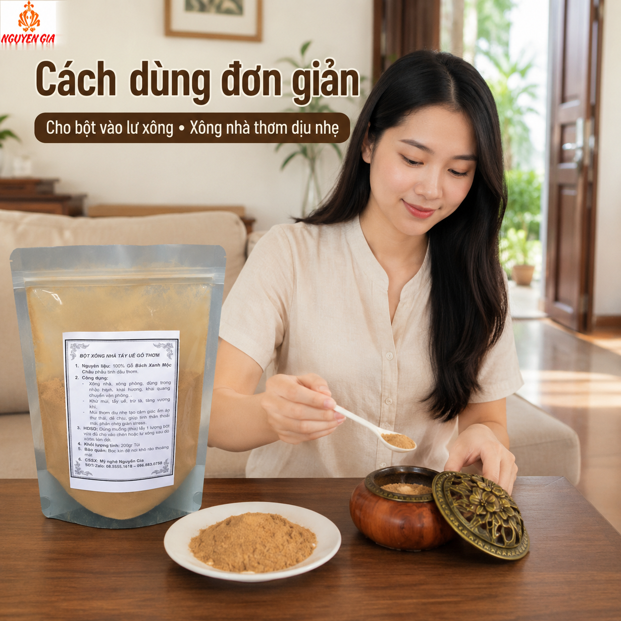 Bột Xông Nhà Tẩy Uế Gỗ Bách Xanh 100% Thơm Dịu, An Yên