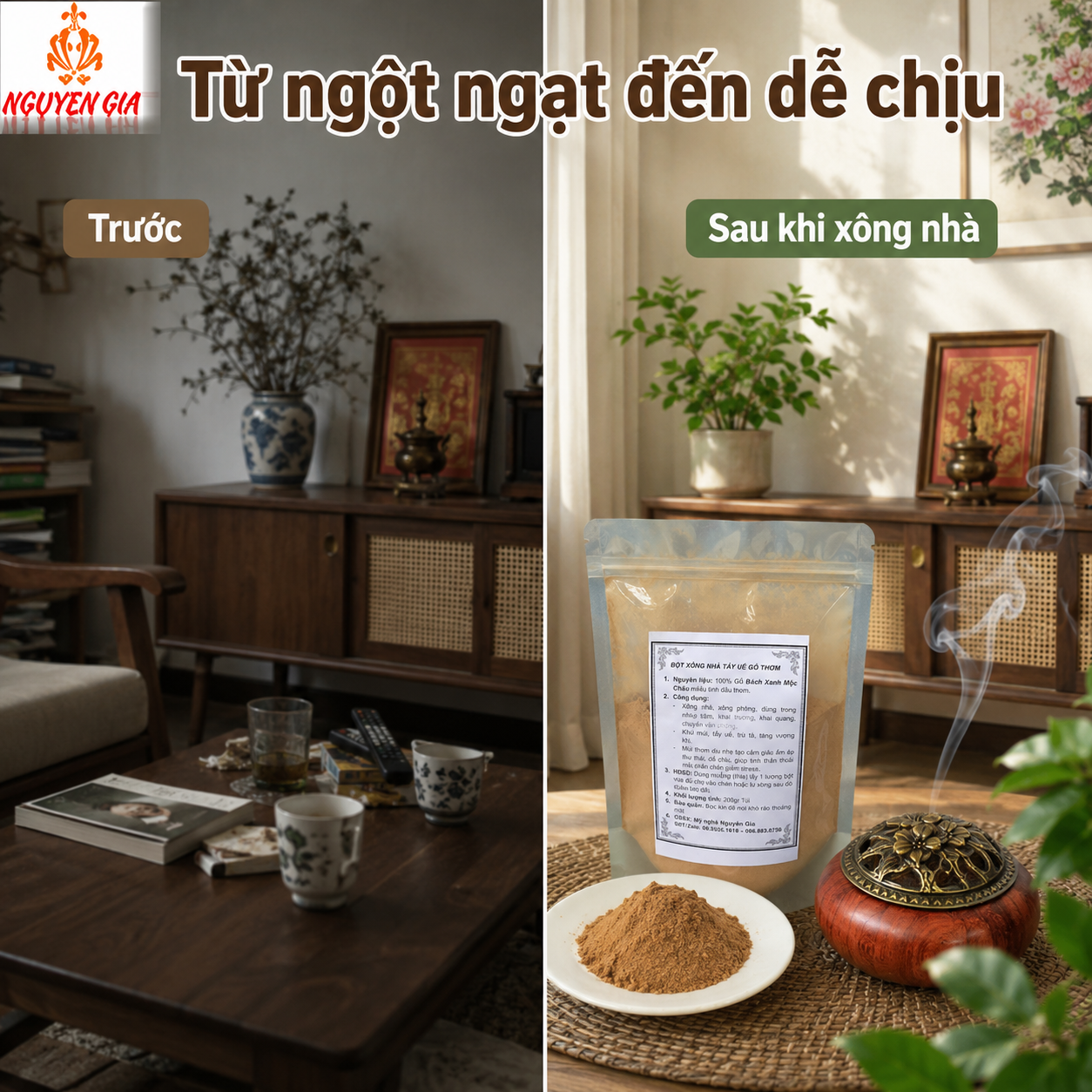 Bột Xông Nhà Tẩy Uế Gỗ Bách Xanh 100% Thơm Dịu, An Yên