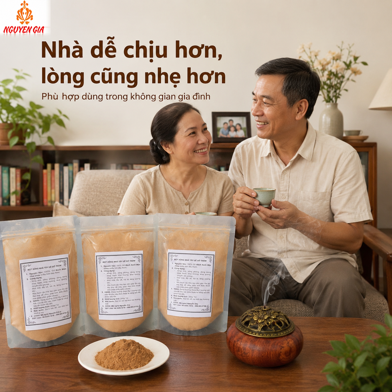 Bột Xông Nhà Tẩy Uế Gỗ Bách Xanh 100% Thơm Dịu, An Yên