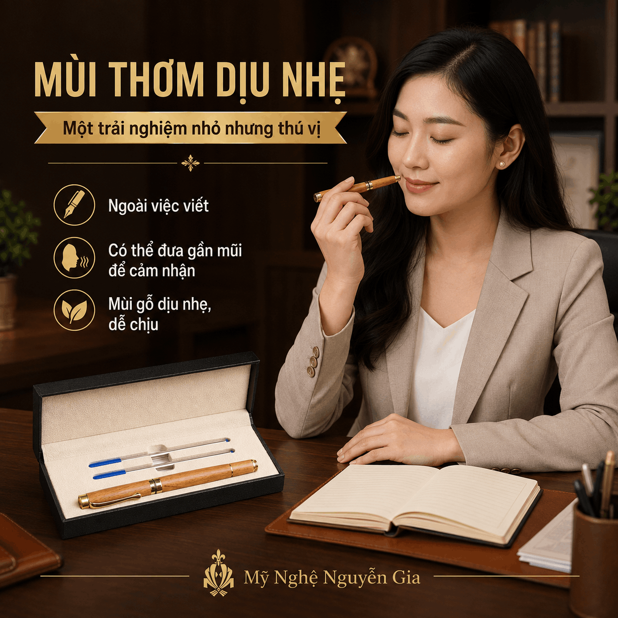 Bút Ký Gỗ Bách Xanh Kiểu Nắp – Có Thể Khắc Tên