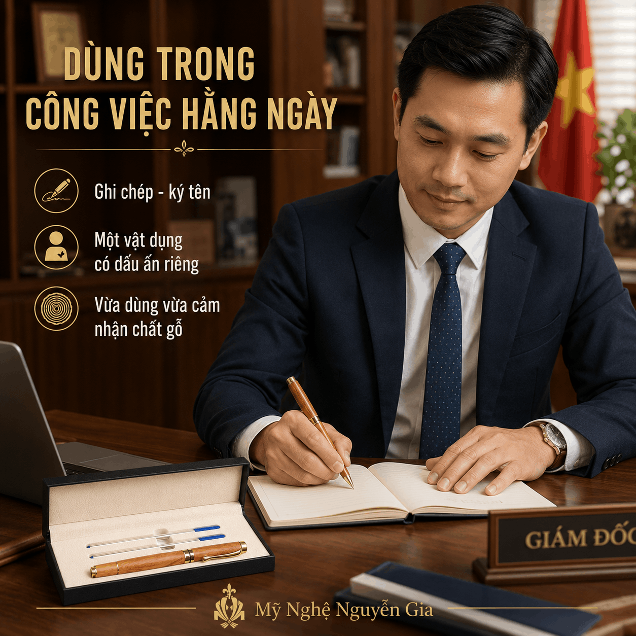 Bút Ký Gỗ Bách Xanh Kiểu Nắp – Có Thể Khắc Tên