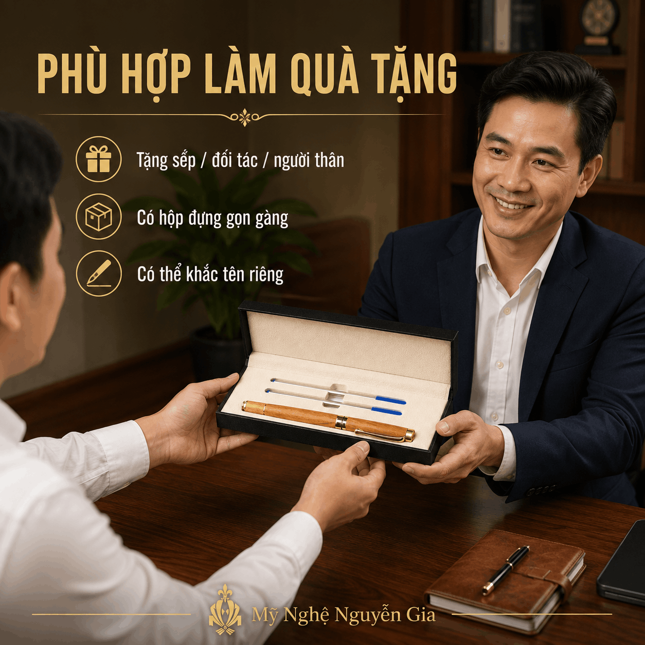 Bút Ký Gỗ Bách Xanh Kiểu Nắp – Có Thể Khắc Tên