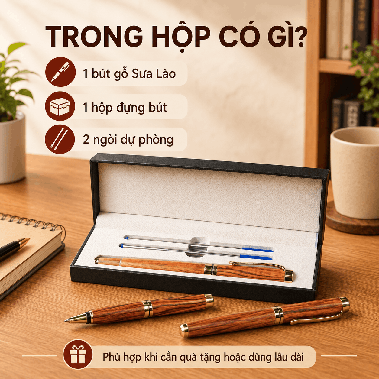 Bút Ký Gỗ Sưa Lào – Có Thể Khắc Tên, Logo