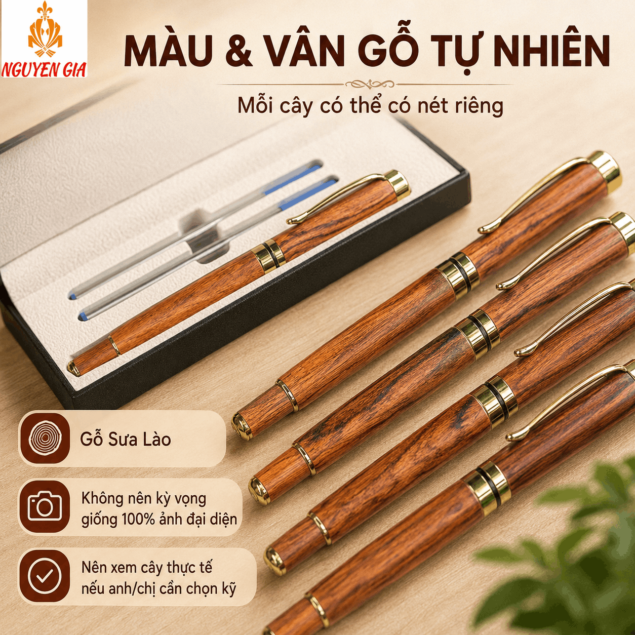 Bút Ký Gỗ Sưa Lào – Có Thể Khắc Tên, Logo