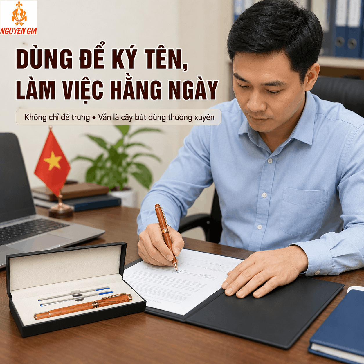Bút Ký Gỗ Sưa Lào – Có Thể Khắc Tên, Logo