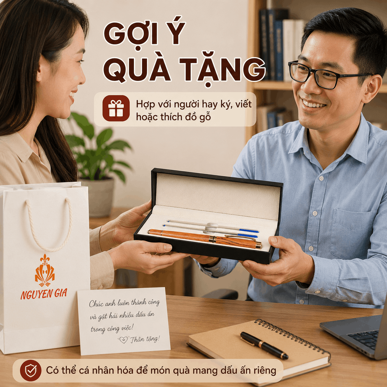 Bút Ký Gỗ Sưa Lào – Có Thể Khắc Tên, Logo