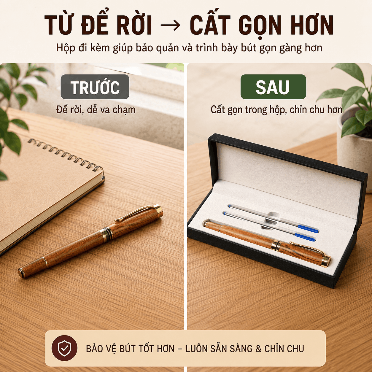 Bút Ký Gỗ Sưa Lào – Có Thể Khắc Tên, Logo