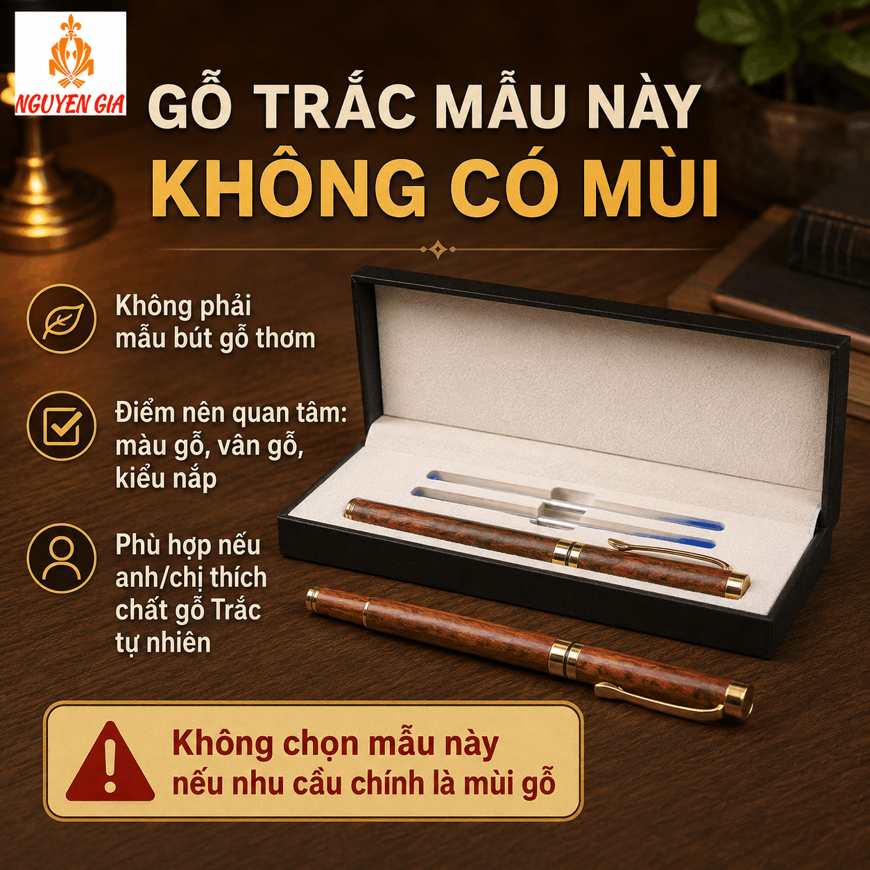 Bút Ký Gỗ Trắc Tự Nhiên Kiểu Nắp