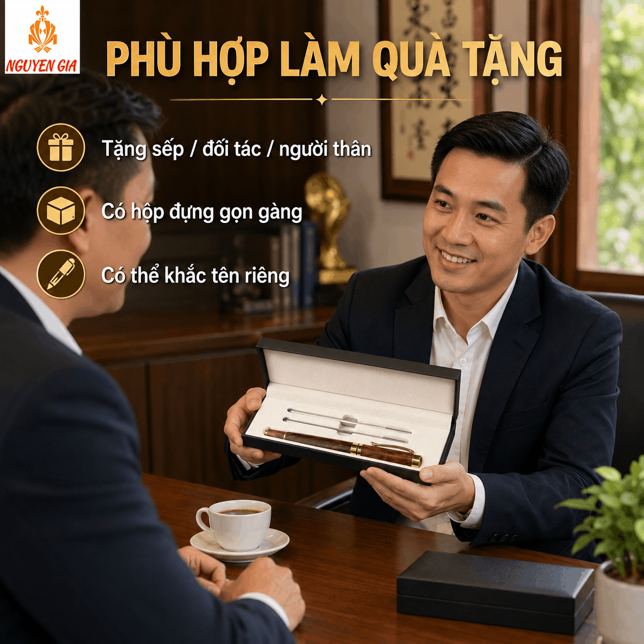 Bút Ký Gỗ Trắc Tự Nhiên Kiểu Nắp