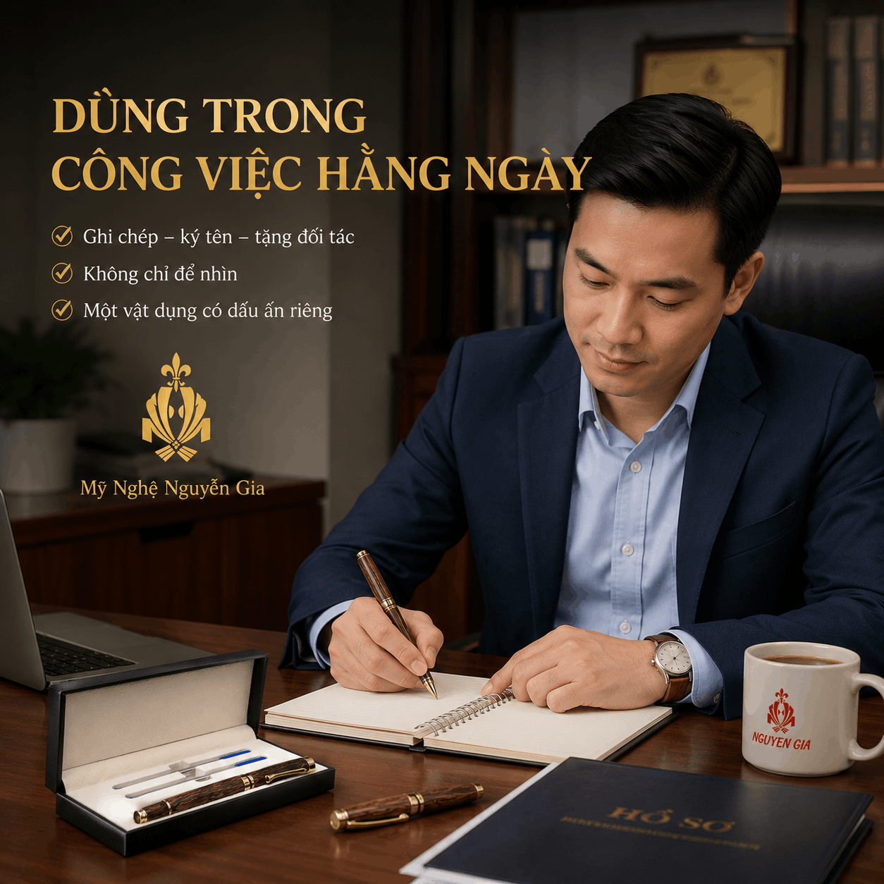 Bút Ký Gỗ Trầm Hương – Có Thể Khắc Tên, Logo