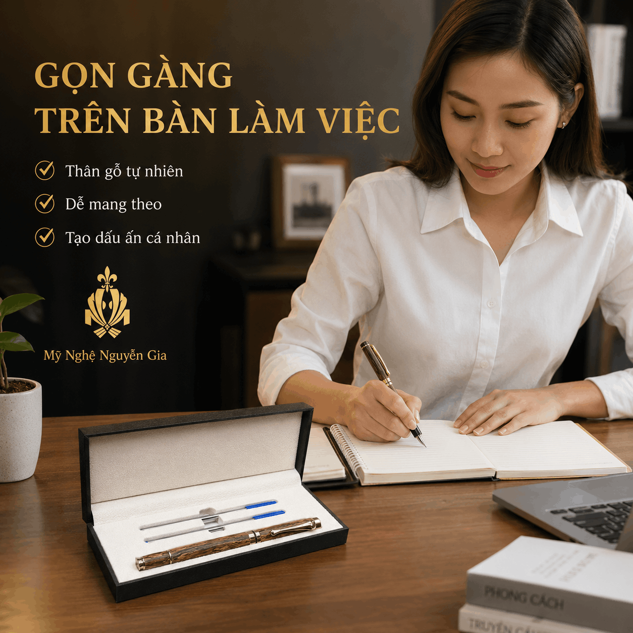 Bút Ký Gỗ Trầm Hương – Có Thể Khắc Tên, Logo