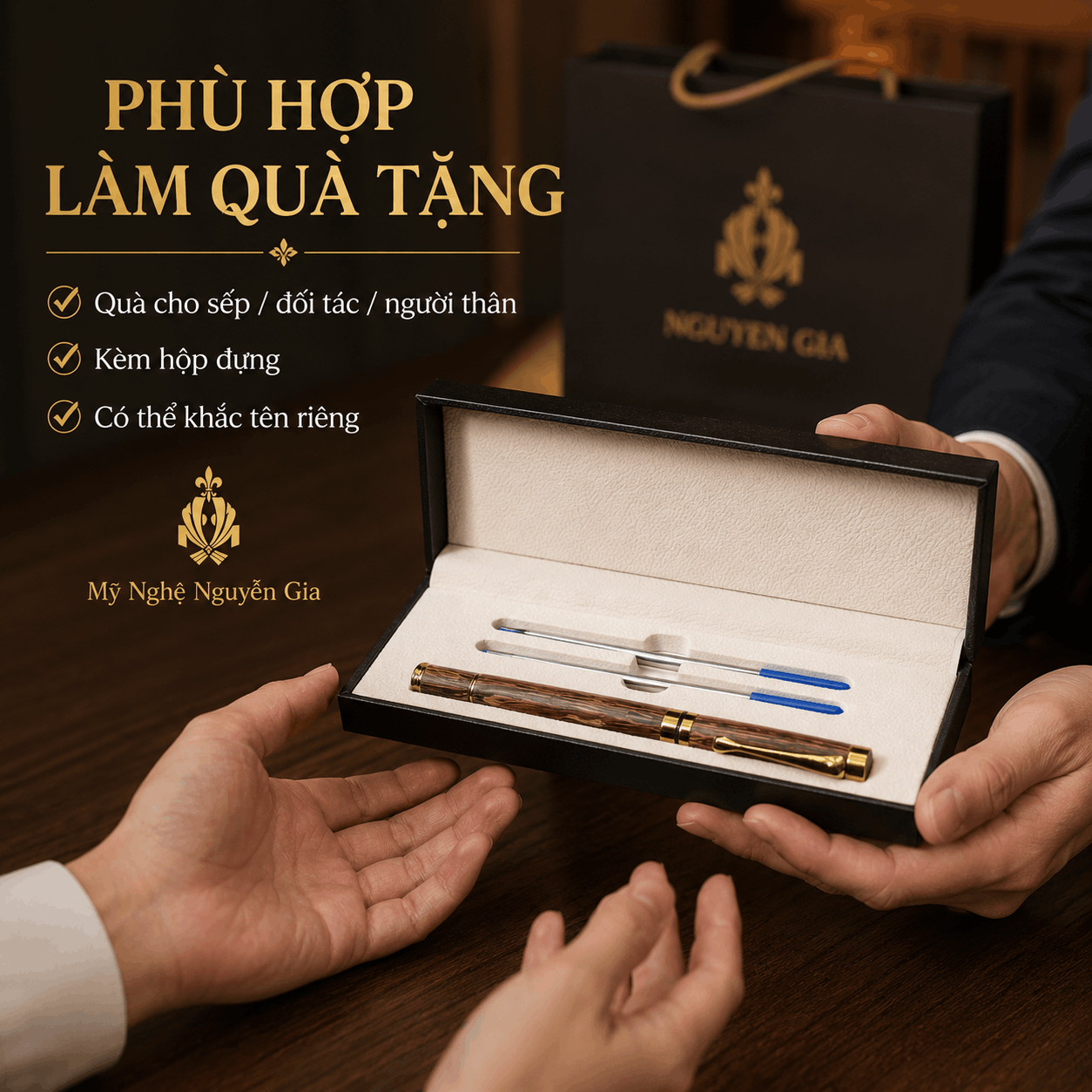 Bút Ký Gỗ Trầm Hương – Có Thể Khắc Tên, Logo