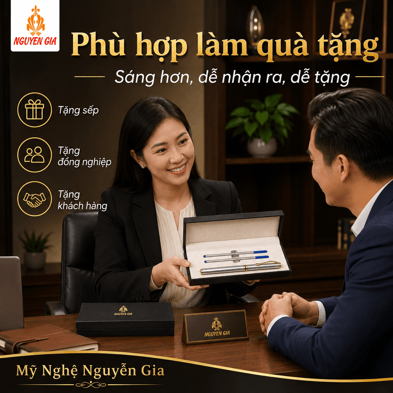 Bút Ký Hợp Kim Màu Bạc Kẹp Vàng