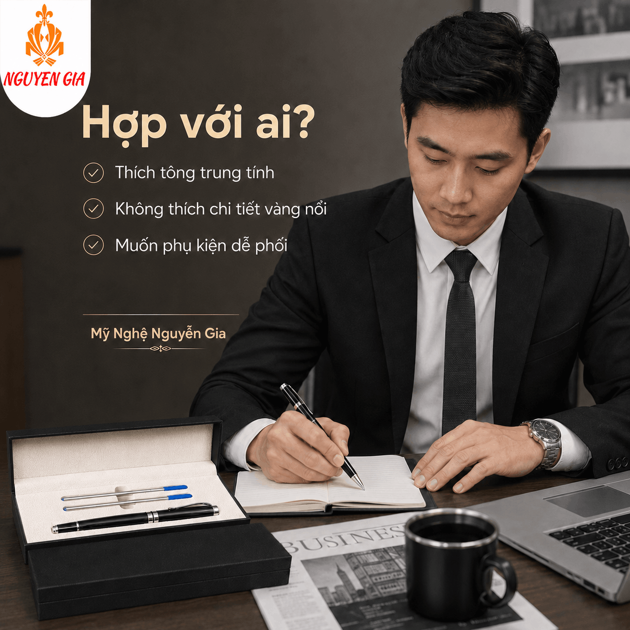 Bút Ký Hợp Kim Màu Đen Kẹp Bạc