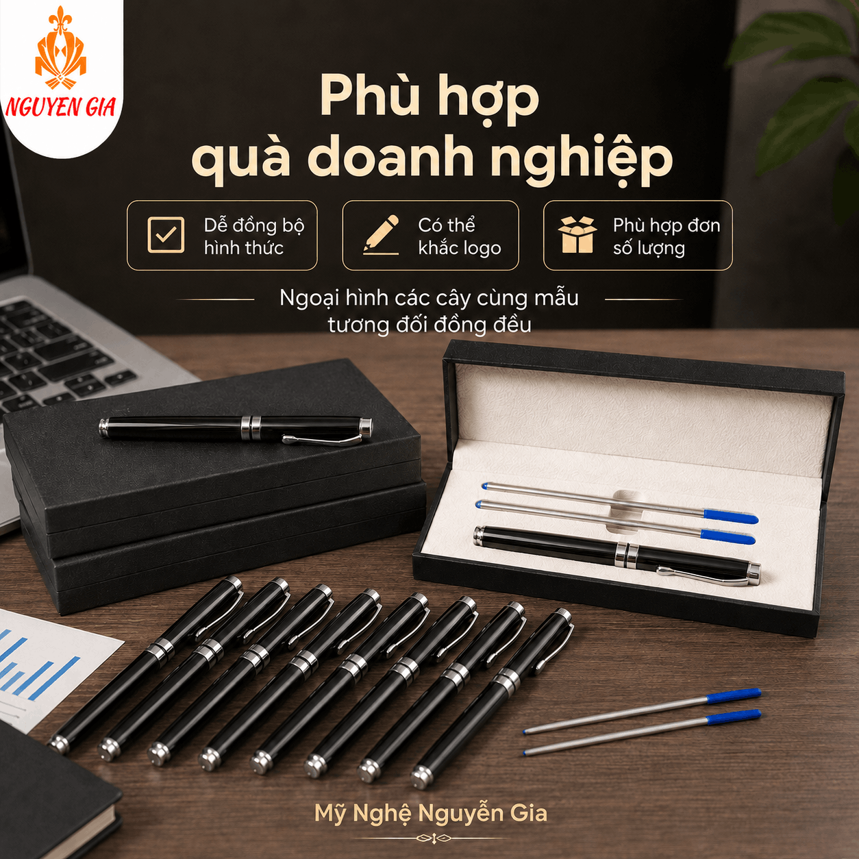 Bút Ký Hợp Kim Màu Đen Kẹp Bạc