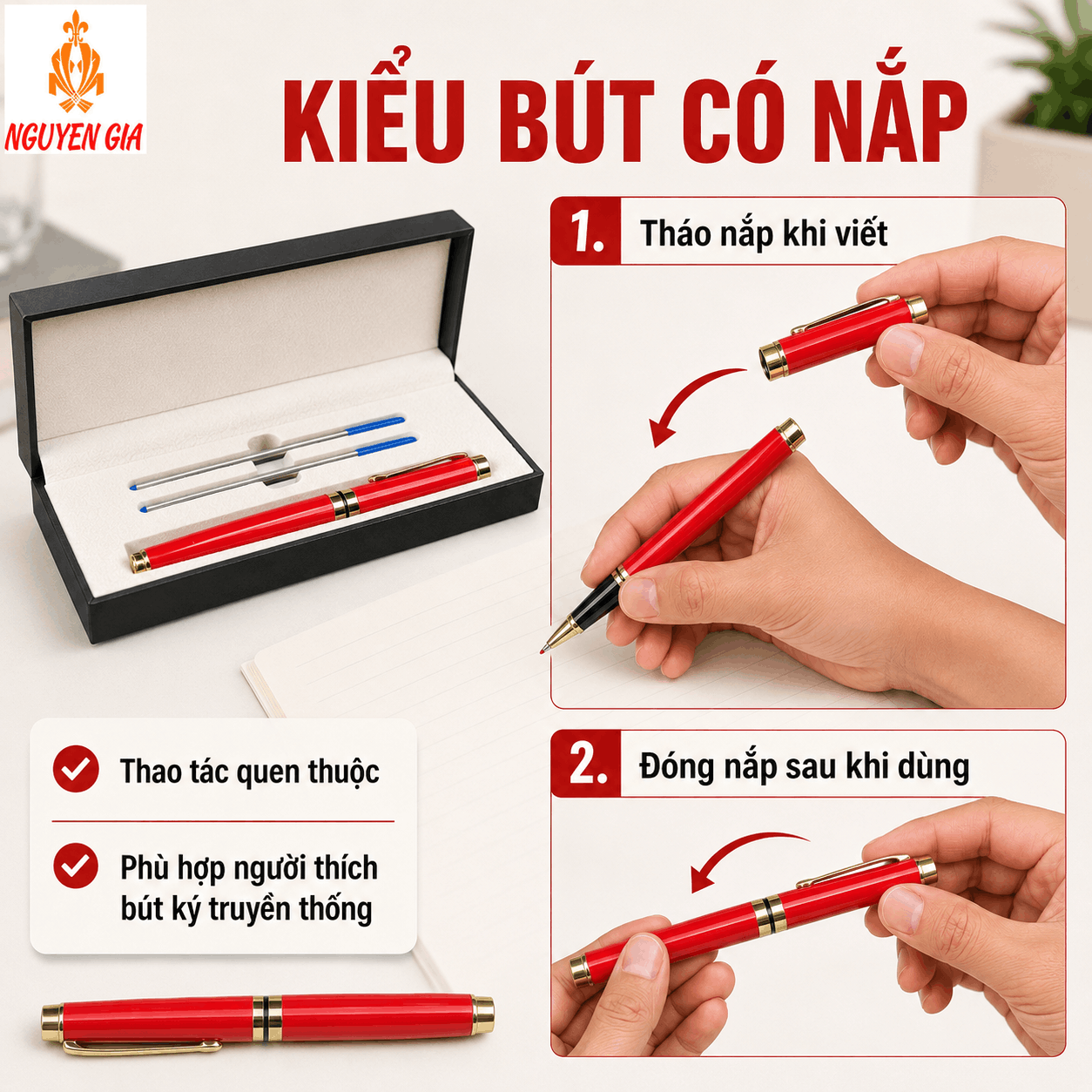 Bút Ký Hợp Kim Màu Đỏ – Có Thể Khắc Tên, Logo