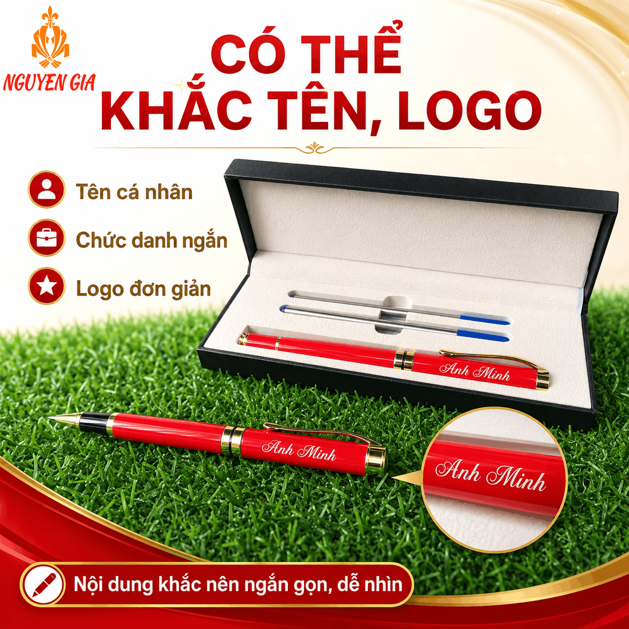 Bút Ký Hợp Kim Màu Đỏ – Có Thể Khắc Tên, Logo
