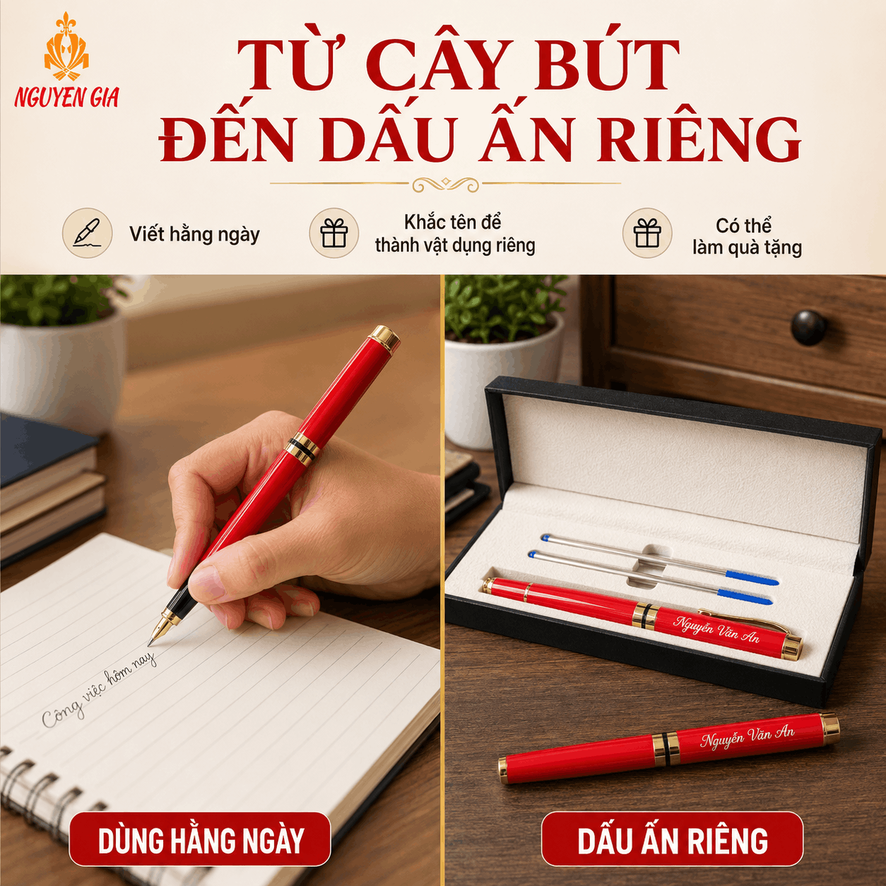 Bút Ký Hợp Kim Màu Đỏ – Có Thể Khắc Tên, Logo