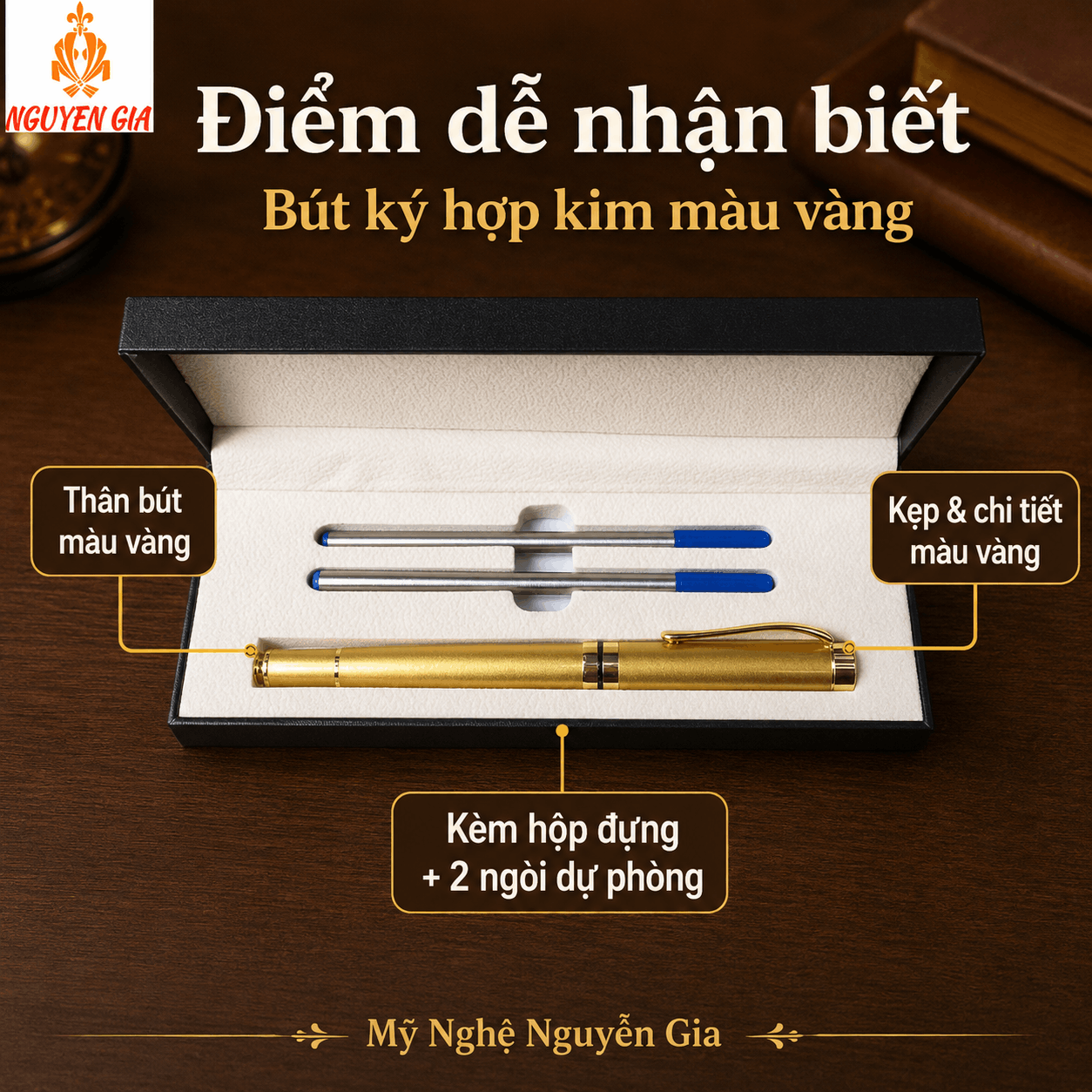 Bút Ký Hợp Kim Màu Vàng – Có Thể Khắc Tên, Logo