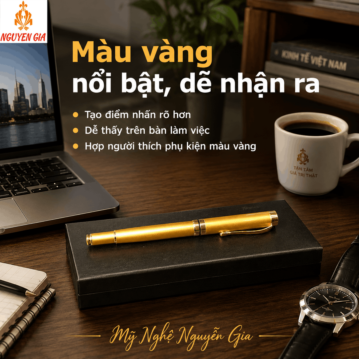 Bút Ký Hợp Kim Màu Vàng – Có Thể Khắc Tên, Logo