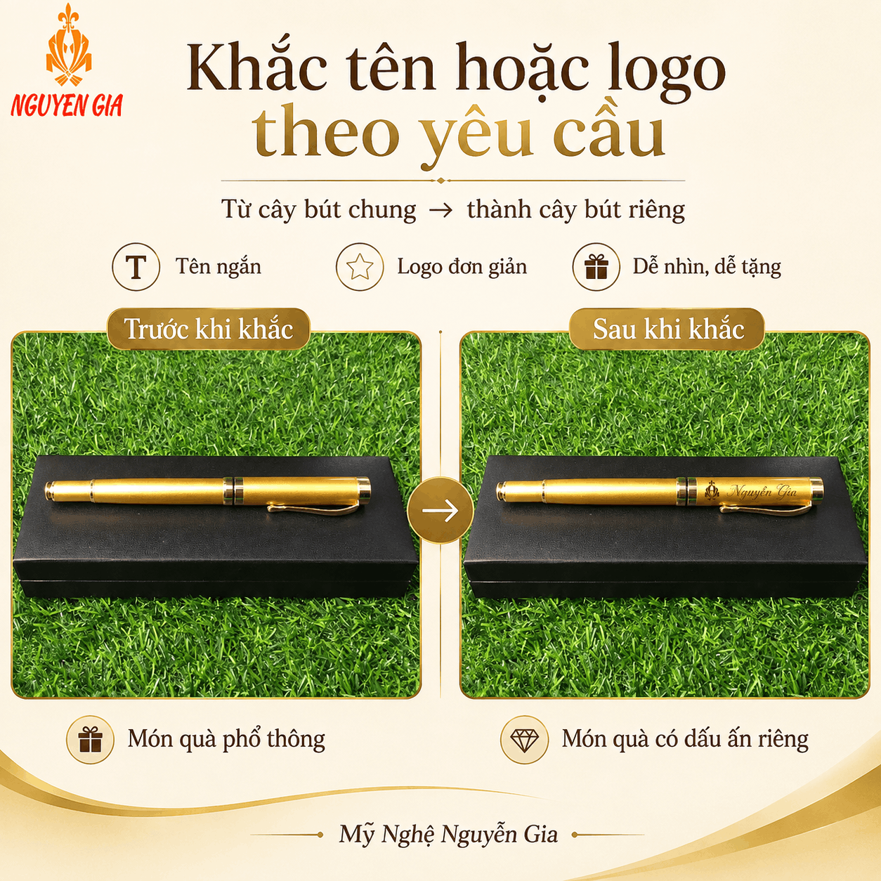 Bút Ký Hợp Kim Màu Vàng – Có Thể Khắc Tên, Logo