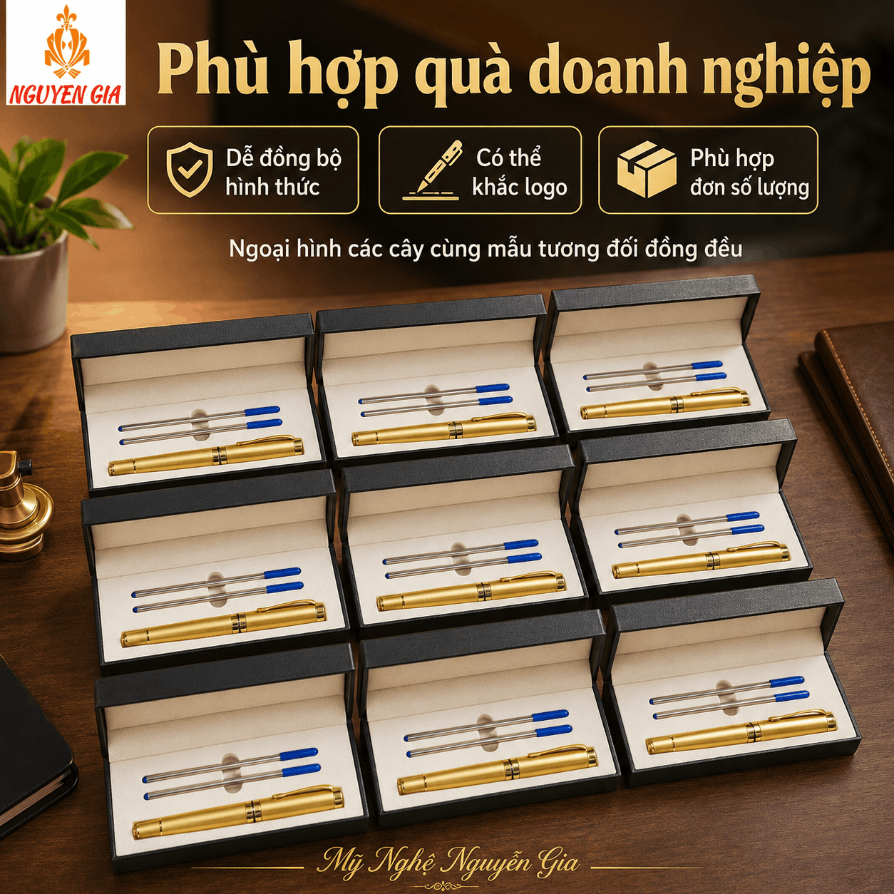 Bút Ký Hợp Kim Màu Vàng – Có Thể Khắc Tên, Logo