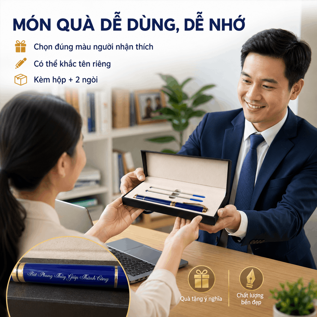 Bút Ký Hợp Kim Màu Xanh – Có Thể Khắc Tên, Logo