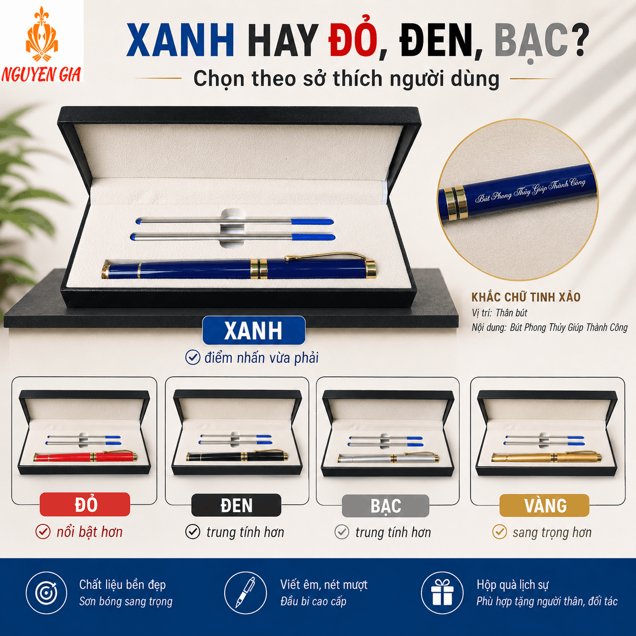 Bút Ký Hợp Kim Màu Xanh – Có Thể Khắc Tên, Logo
