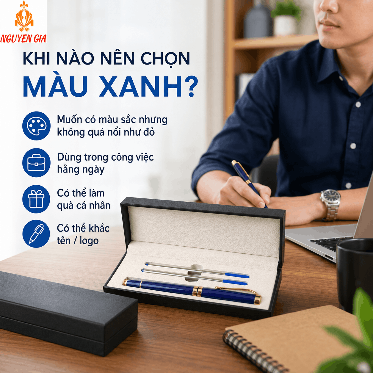 Bút Ký Hợp Kim Màu Xanh – Có Thể Khắc Tên, Logo